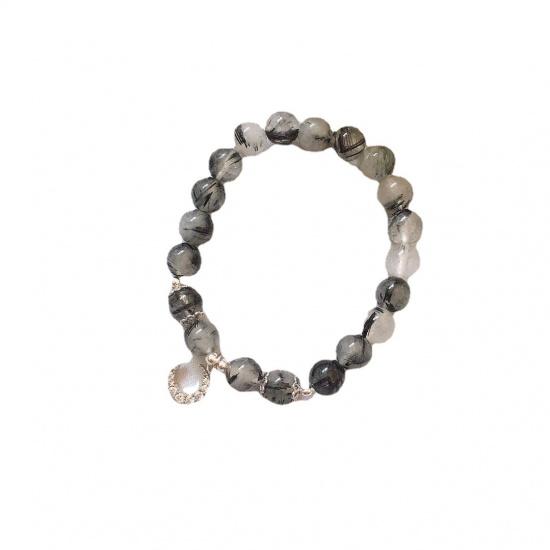 Natural black hair crystal obsidian bracelet, couple/student/girlfriend style bracelet, exquisite friendship bracelet