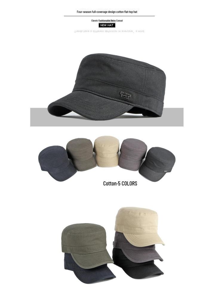 Men's Fashionable Cotton Duckbill Cap - Flat-top, Korean Style Military Hat for Spring/Autumn, Outdoor Sun Protection and Sport.