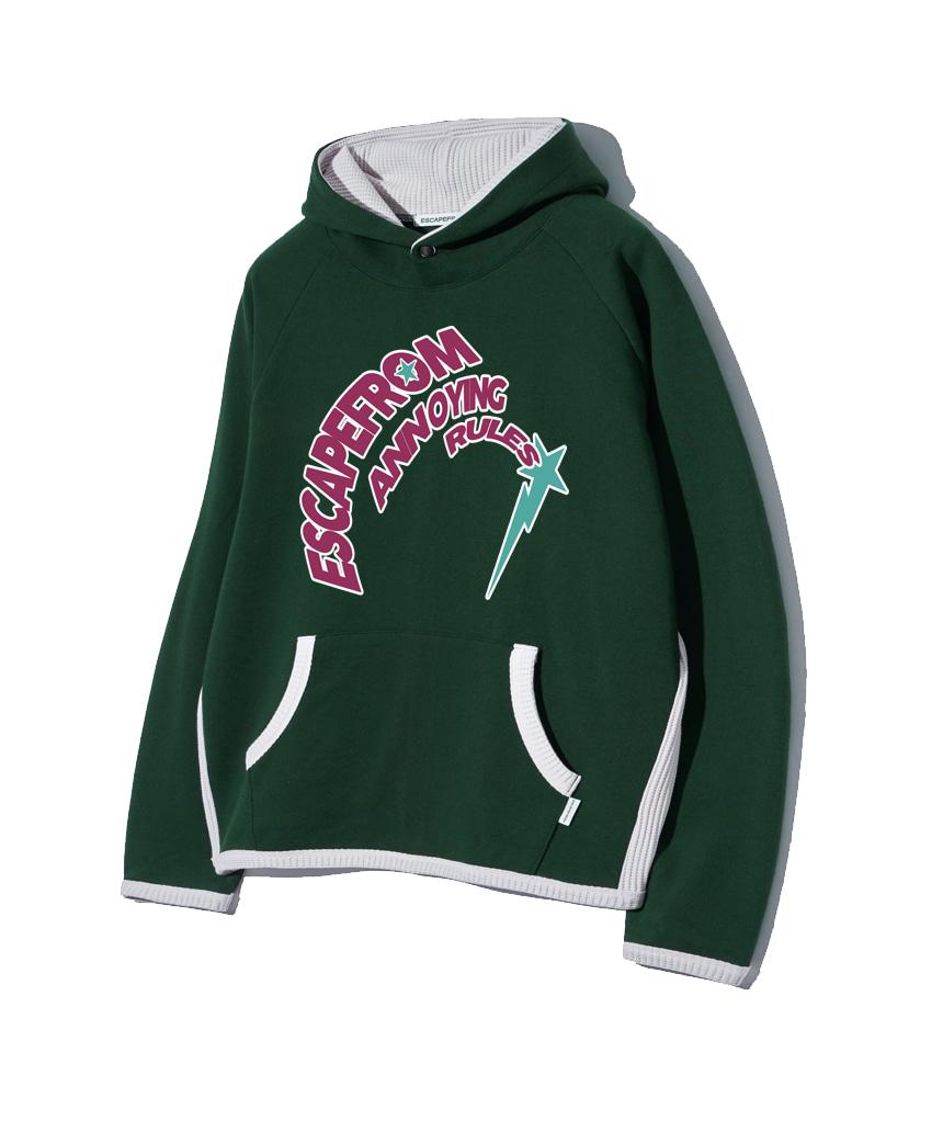Escape From Rules Print Waffle Hoodie Green L