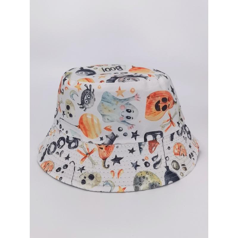 European and American New Halloween Printing Pattern Bucket Hat Graffiti Tie-dye Basin Hat Men and Women Spring and Summer Outdoor Sunscreen
