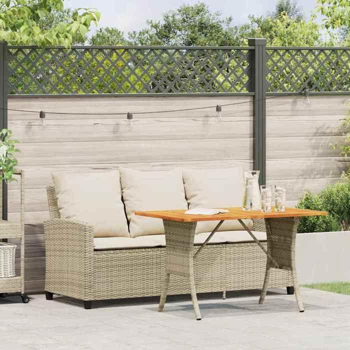 VidaXL Garden Sofa 3-Seater Cushions Table Beige Wicker, Outdoor Sofa, Garden Sofa 3-Seater, Sofa 4103858