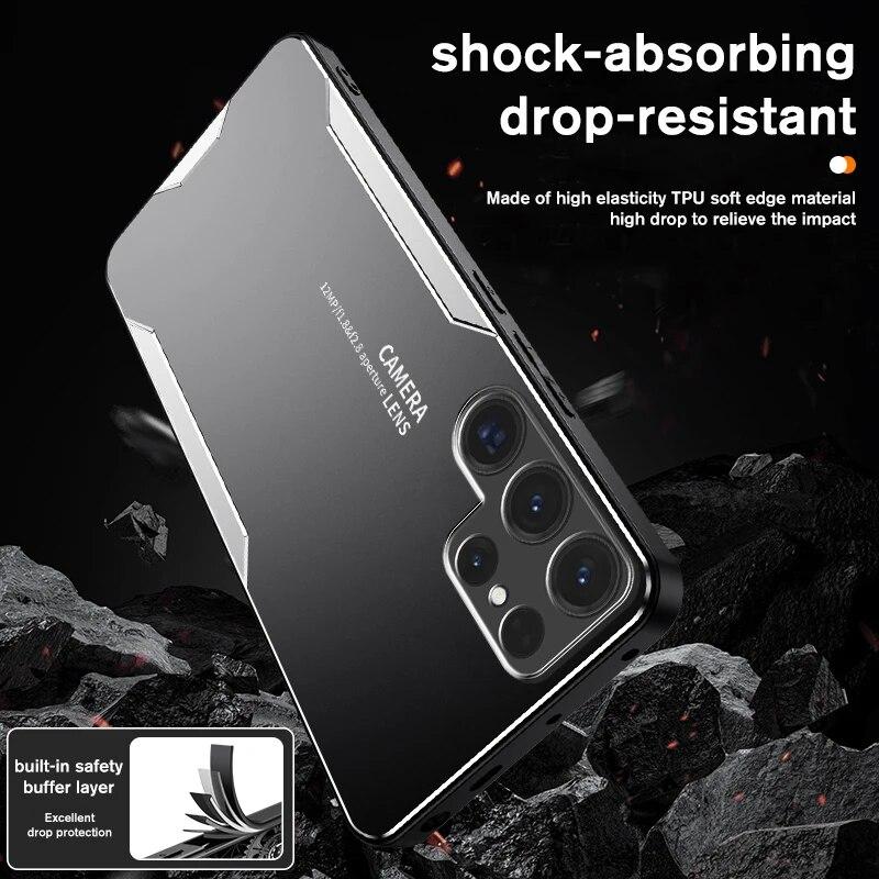 Custodia rigida in metallo in lega di alluminio per Samsung Galaxy S24 S 24 Ultra S23 Plus S21 FE Note 20 Custodia protettiva antiurto in silicone per paraurti opaco