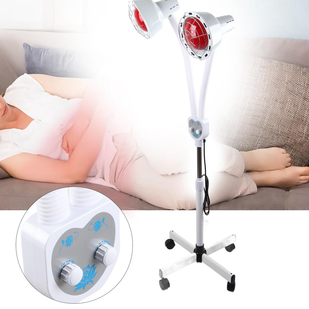 Portable Double Head Adjustable Temperature Floor Heating Therapy Lamp for Home Beauty SalonEU Plug