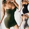Elegante Vestito Mini Bodycon da Donna con Scollo a V, Senza Maniche, per Feste Serale, Cocktail, in Grigio