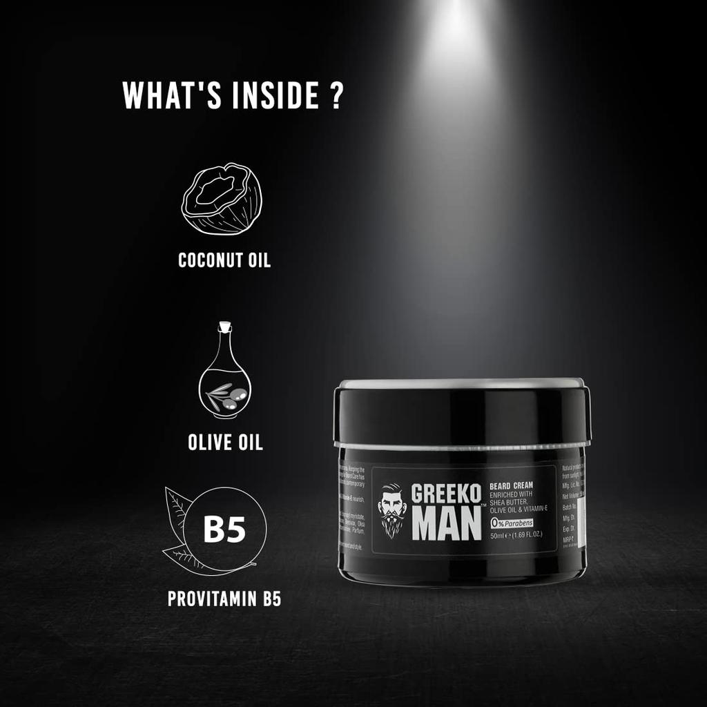 Vasu Greeko Man Beard Styling Cream For Men Softening Moisturizing Nourishing Beard Care With Shea Butter 50 Ml