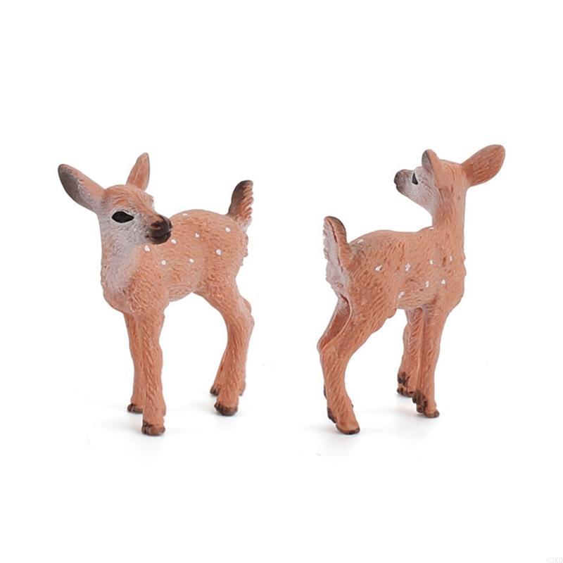 62KD Artificial Deer Family Figurines Miniature Cake Toppers Home Decoration