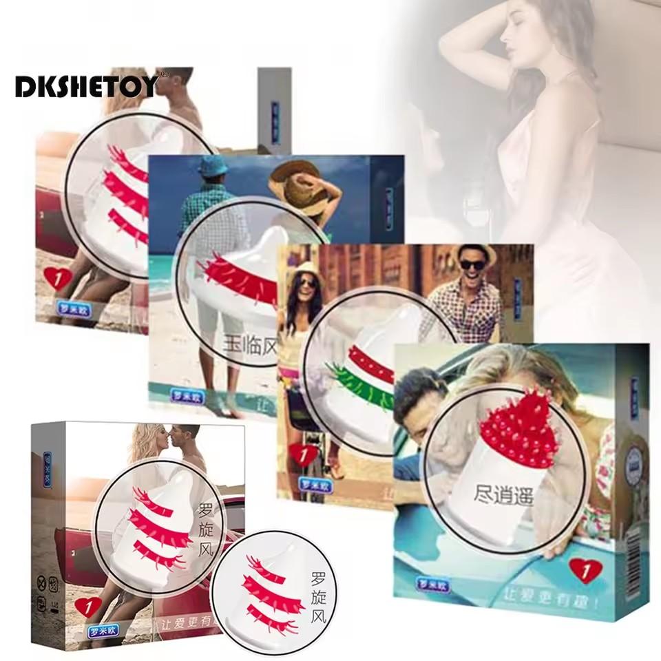 G-spot Vaginal Stimulation Condoms Ribbed Spike Lubrication Cock Condom Sex Toys For Men Delay Penis Sleeve Adult Sex Products