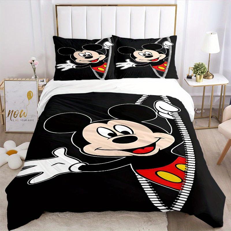 3pcs Mickey Mouse Printed Bedding Set, Breathable And Soft, Machine Washable, Christmas Gift, Suitable for Bedroom Decoration, 110
