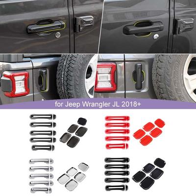 ABS Car  Handle Shell Sticker Outer Door Bowl Decoration Cover For Jeep Wrangler JL 2018 Up 4-Door Version Exterior Accessories
