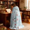 1pc Sailing Ship Anchor Printed Flannel Hoodie Wearable Cloak Blanket Soft Warm Multi Size Casual Blanket Machine Washable