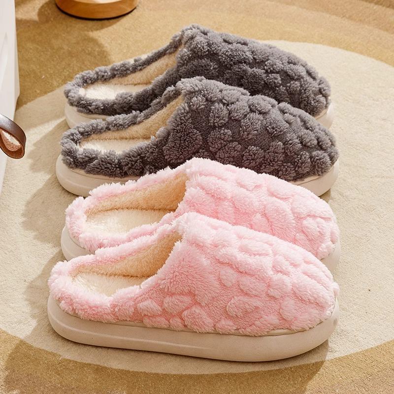Cotton slippers autumn and winter 2025 new indoor home piled warm fluffy thick-soled slippers