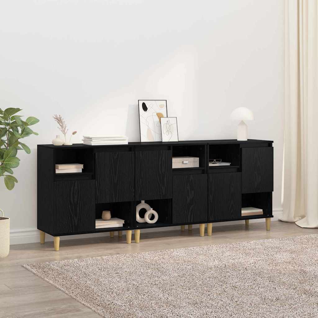 Sideboards 3 pcs Black Oak Effect 60 x 35 x 70 cm