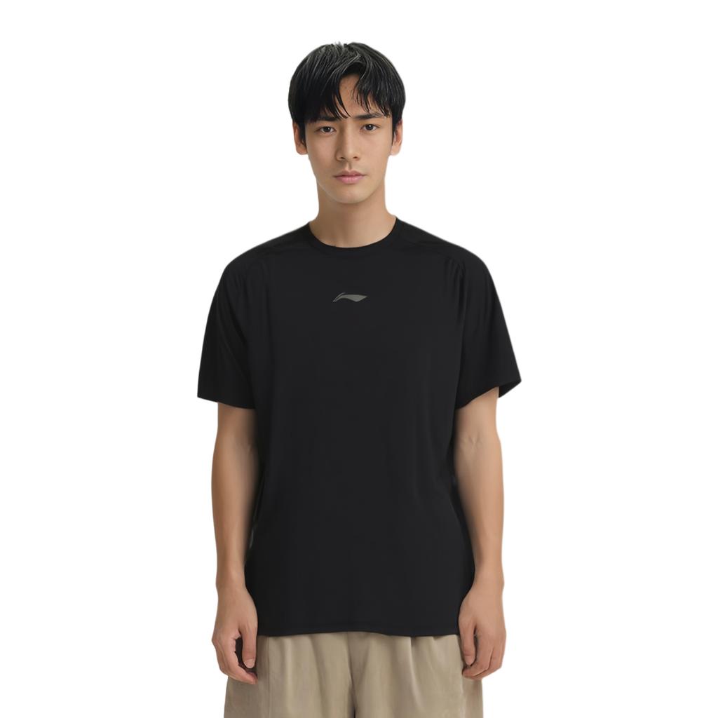 Li Ning T Shirts Men's Black Crew Neck Moderate Straight Fit ATSV029-1