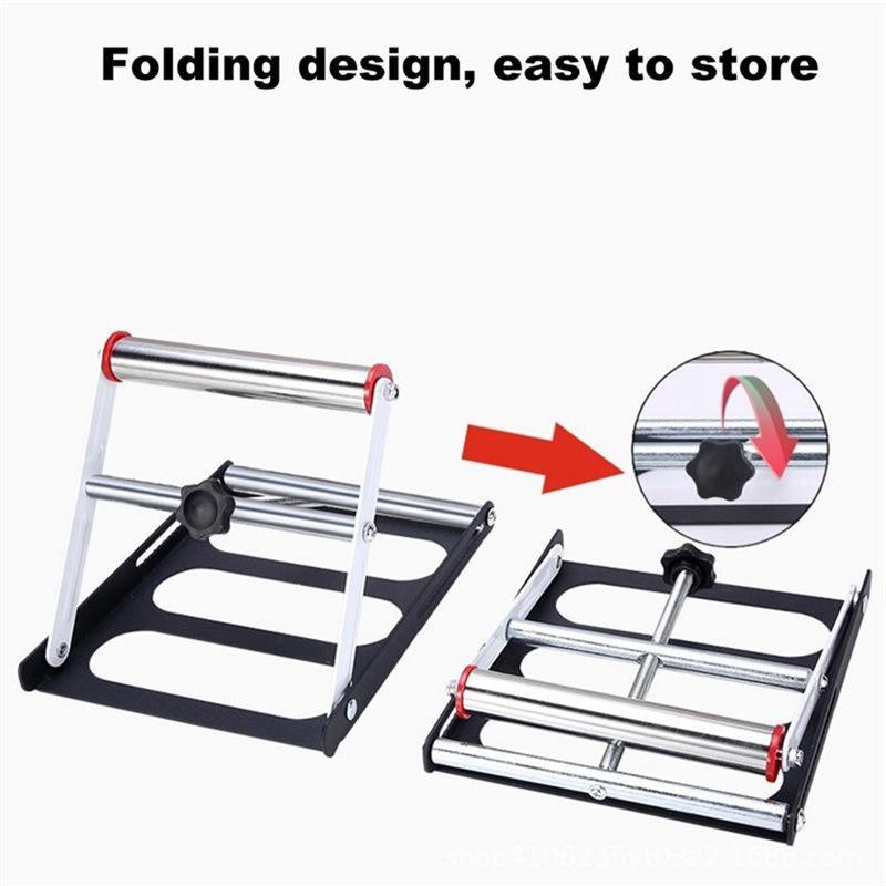 Portable Adjustable Cutting Machine Support Frame With Foldable Miter Table Woodworking Tool
