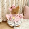 [Cloth Only]Doll Skirt Suit for 18CM Plush Dolls , a Cotton Pink Shirt and Gauze Skirt Set with Three Flowers.