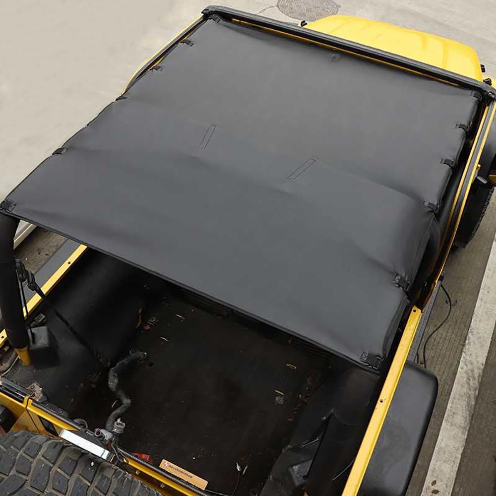 Car Top Roof Cover PU Leather Soft Sunshade For 1997-2006 Jeep Wrangler TJ Black