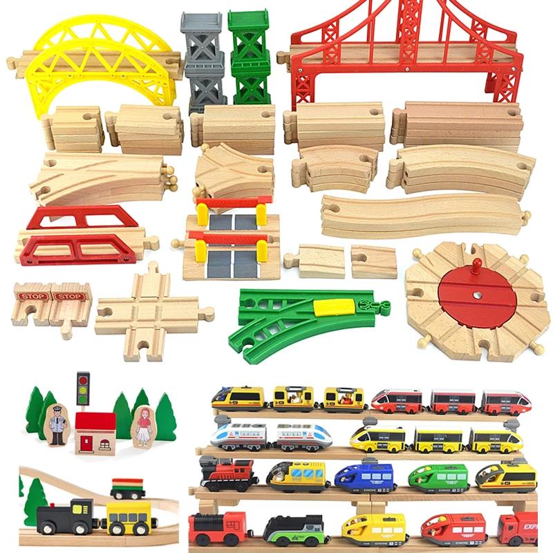 Educational Toy for Child New Kinds Wood Track Accessories Beech Wooden Train Track Railway Toys Fit Biro Wooden All Brand Track