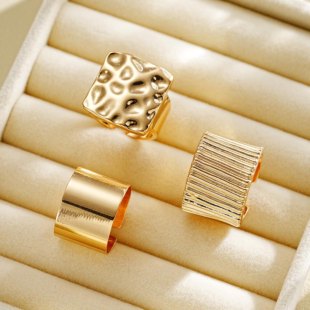 3Pcs/Set Punk Vintage Chunky Wide Rings For Women Simple Geometry Gold Silver Color Smooth Rings Set Female Finger Jewelry Gifts