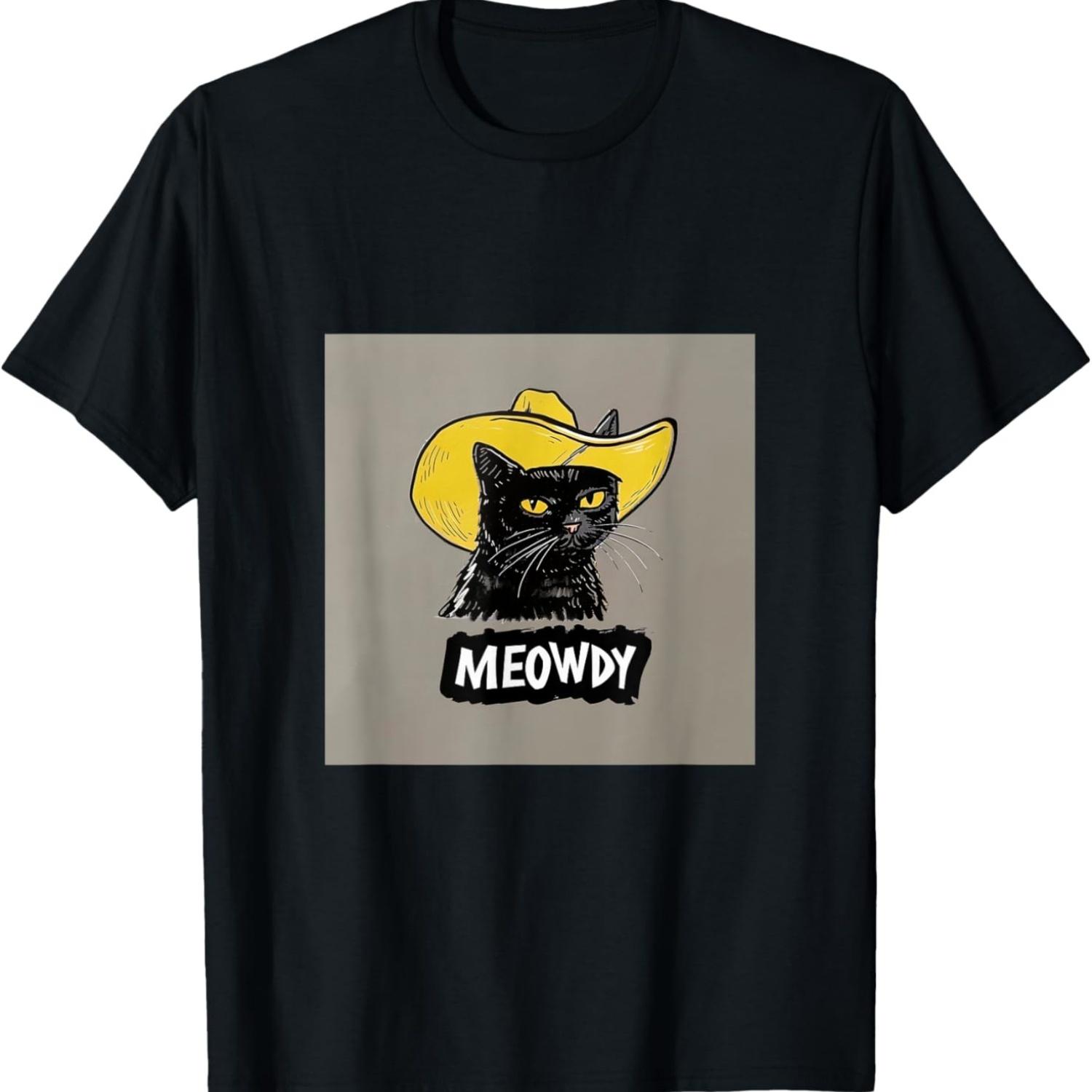 Meowdy Texas Cat Meme T-Shirt(3) S чёрный