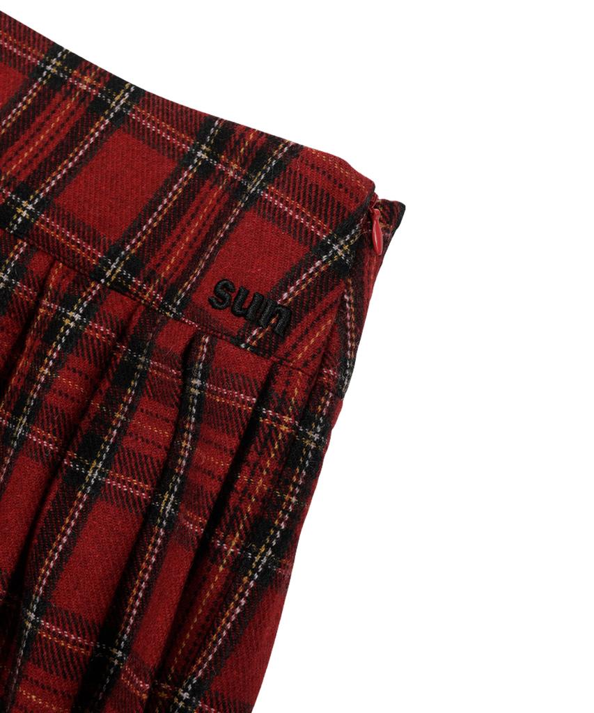 Sunday Fruits Market Sun Pleats Skirt Red Check