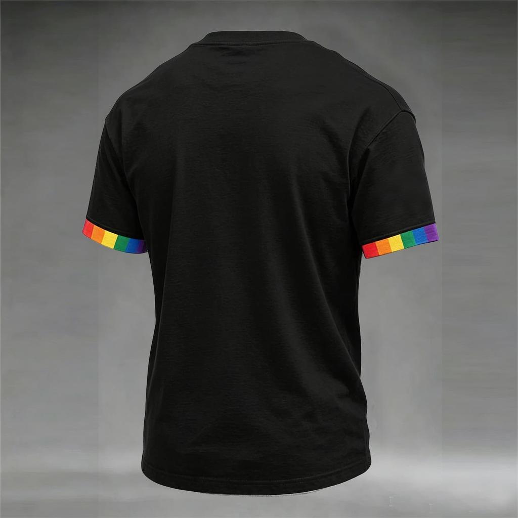 Short Sleeve Crew Neck T Shirt with Graphic Print United States Flag Raised Fist Lettering Design Casual Fit Unisex Top