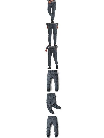 2024 Spring/Summer Men's Fashion Casual Solid Color Cargo Pants 8017 Plus Size
