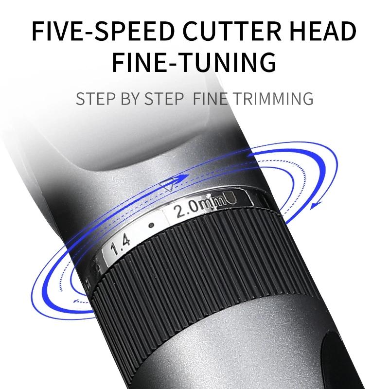 Professioneller Haarschneider mit 5 Geschwindigkeiten, starker Leistung, langer Akkulaufzeit und LED-Licht – perfekt zum Haareschneiden!