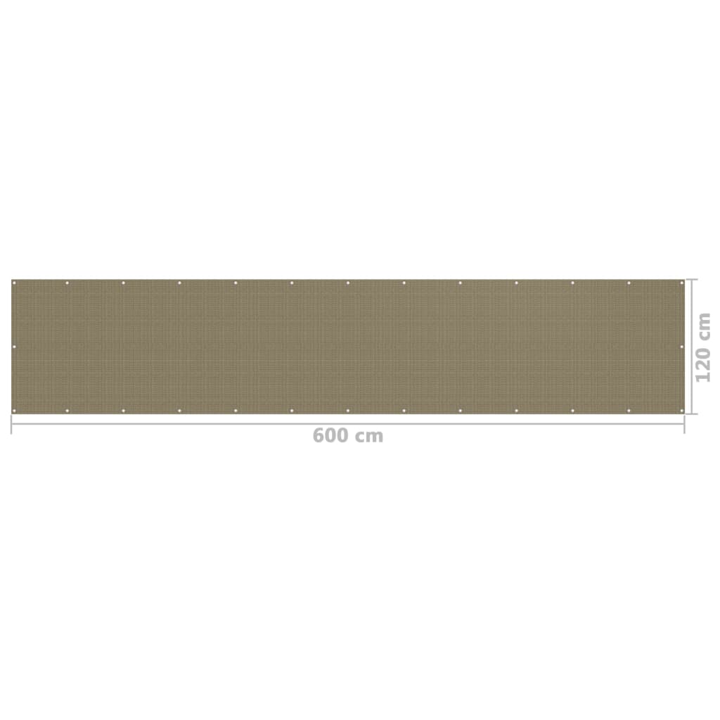 Balcony Privacy Screen Taupe 120 X 600 Cm HDPE