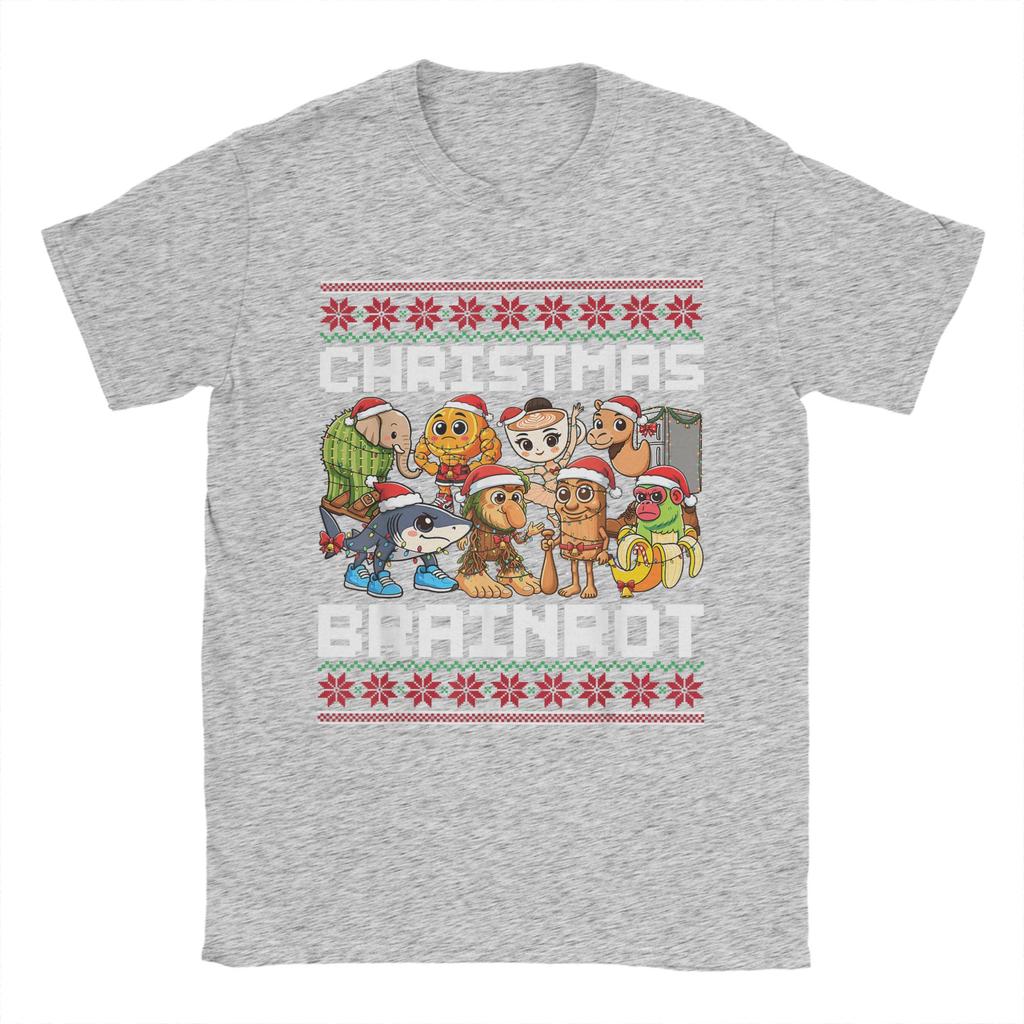 Lustige Weihnachten Italienische Gehirnfäule für Männer Frauen Harajuku T-Shirts Kurzarm Streetwear Tops Sommer O-Ausschnitt Übergroße Kleidung