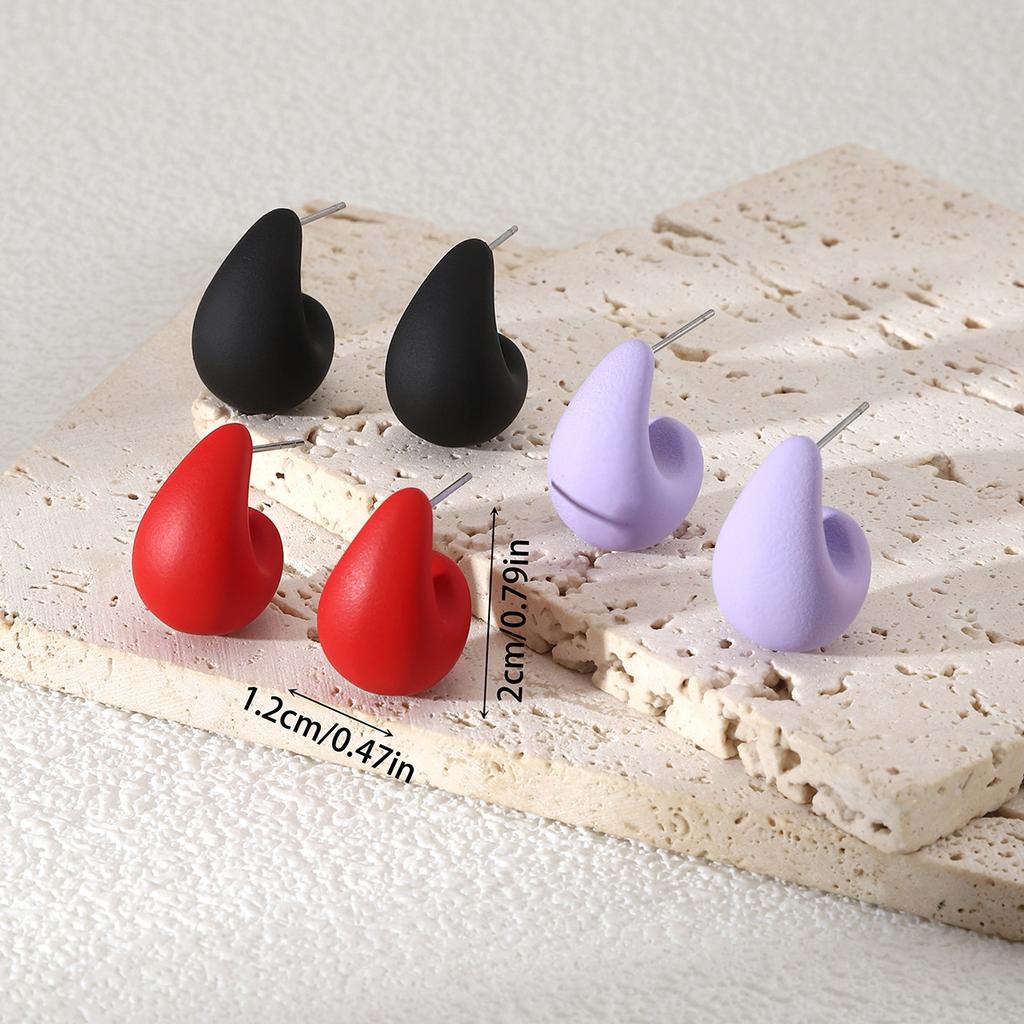 6Pcs Chunky Waterdrop Earrings Sets Dupes for Women Matte Colorful Dome Tear Drop Stud Earrings Trendy Y2K Jewelry Gifts