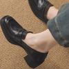 Retro British style square head thick heel platform loafers versatile commuter small leather shoes one pedal high heel single shoes
