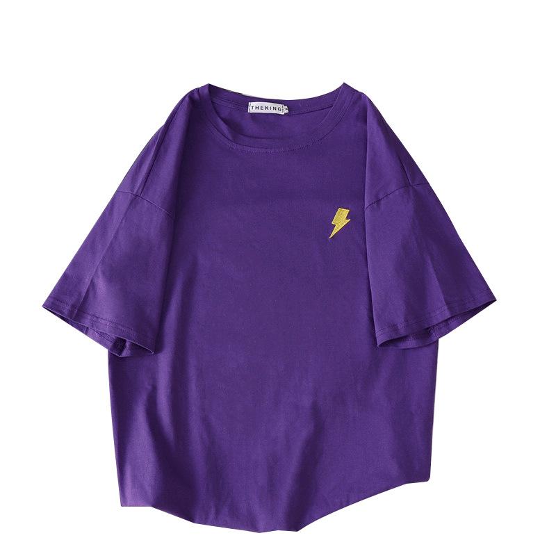 Short-sleeved T-shirt for Women Round Neck New Loose Korean Version Summer Weather Printed Student Base Shirt Top Women's Clothing