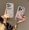 Lux Rhinestone KT Cat iPhone 16/17 Case with Bracelet & Mirror