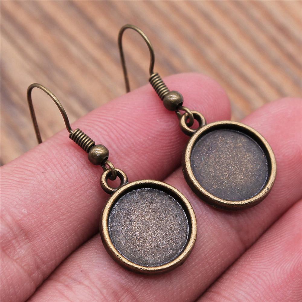 

Круглі вушні гачки зі скляним кабошоном, основа для встановлення лотка, падіння та підвішування, сережки, дитячі ювелірні вироби, день народження, смішні для вас A25-1pair-12mm