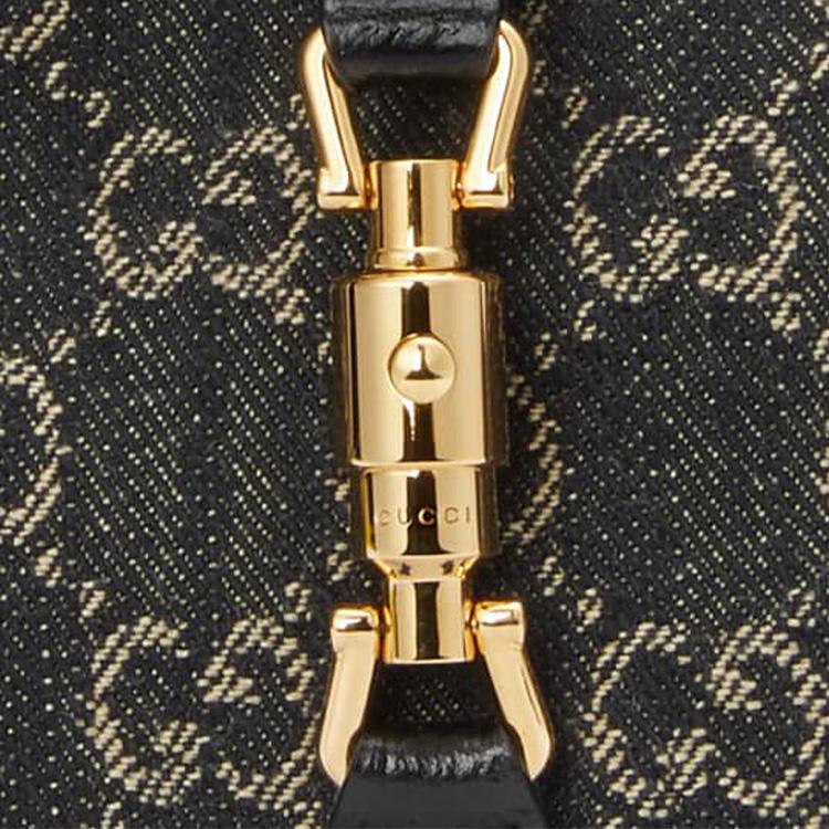 Gucci Jackie 1961 Borsa a Spalla Mini in Tela Monogramma e Pelle con Chiusura Dorata Borsa a Spalla da Donna Nera 685127-UN3AG-1294