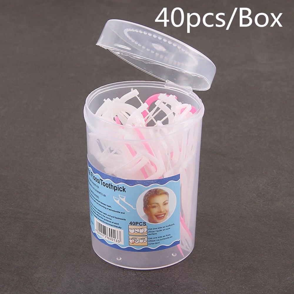 40pcs/box  Dental Floss Dental Cleaning Tooth Stick 7.5cm Floss Pick Interdental Brush Dental Flosser Teeth Cleansing Tools