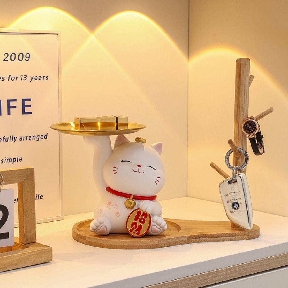 Gifts Porch Storage Easy Use Desktop Ornaments Storage Tray Lucky Cat Ornaments Key Storage Holder