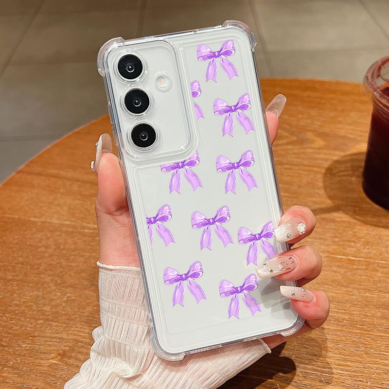 Für Samsung S25 Edge S24 FE S23 Ultra A16 A56 A36 A15 A55 A35 Hülle Schleifenmuster Klar Stoßfest Weiches Silikon Schlanke Handyhülle