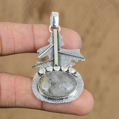 Mātes dienas piedāvājums Ovāls Melns Rutila Akmens Jubilejas Dzimšanas dienas Kulons 925 Sudrabs