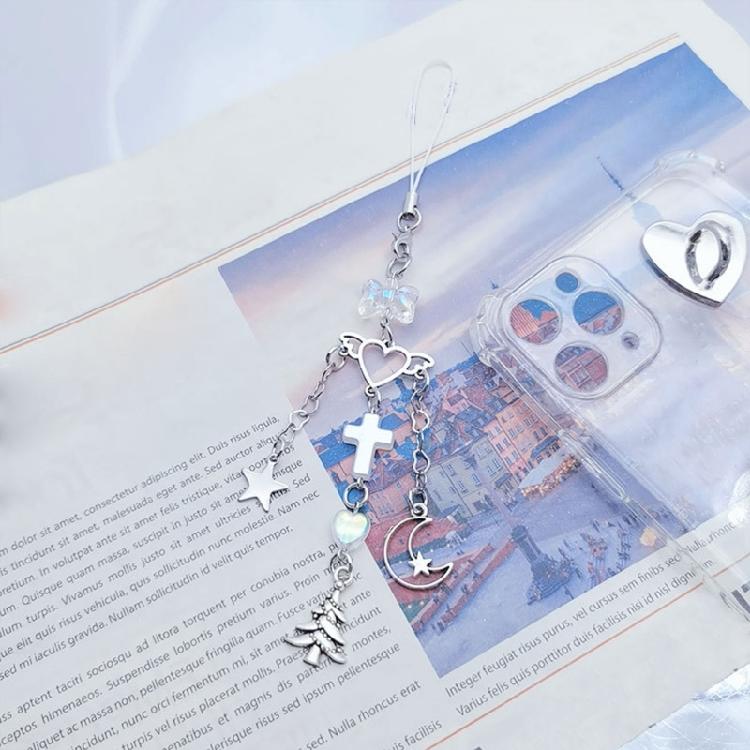 Flower Phone Accessory Peach Phone Lanyard Star Bag Pendant Beads Pendant Suitable for Parties and Casual Outfits