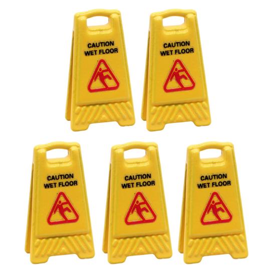 5Pcs Mini Caution Wet Floor Sign Single-side Realistic Miniature Dog Cat Vomit Caution Sign Small Warning Sign Desk Toy