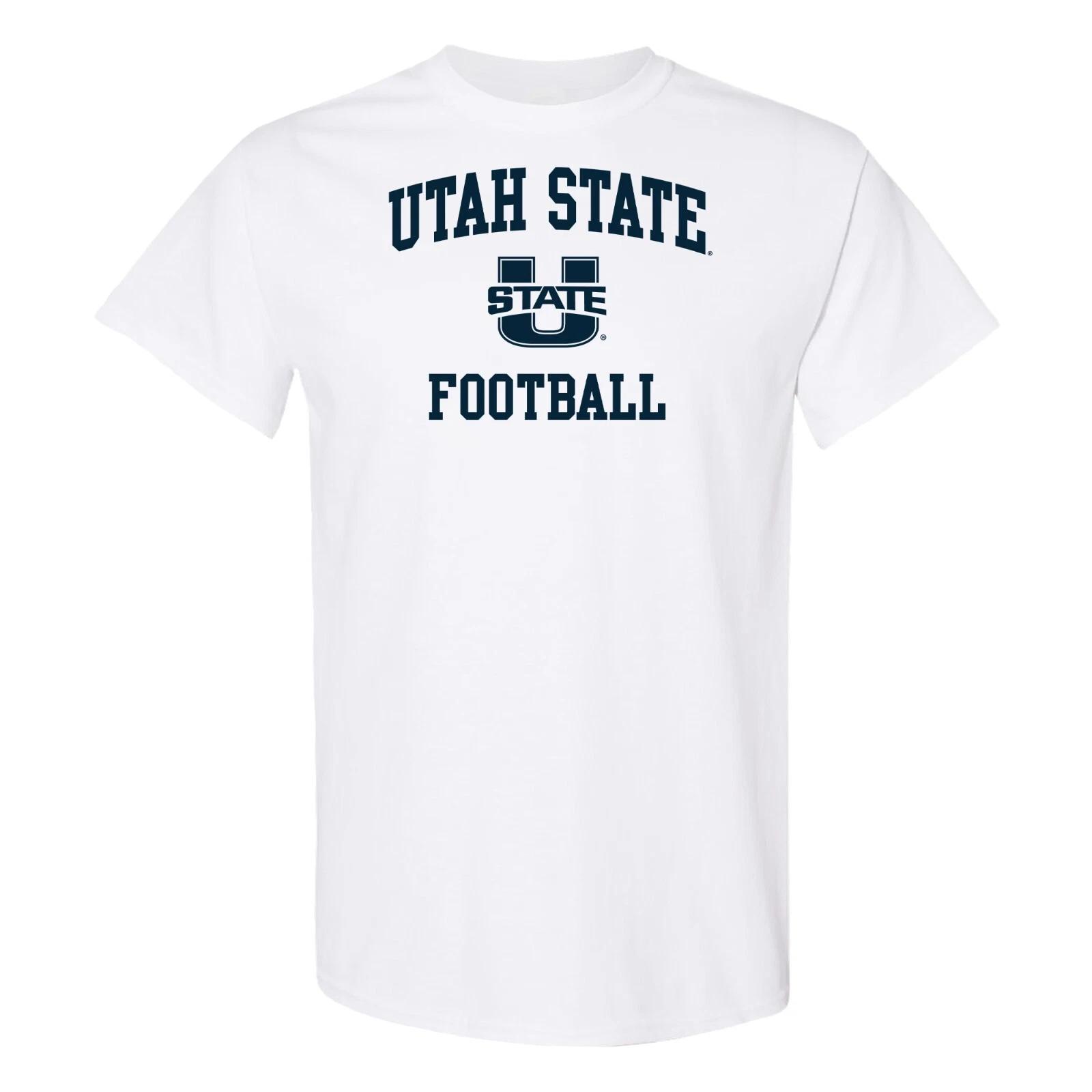 Utah State University Aggies Arch Logo Football T-Shirt - White XL