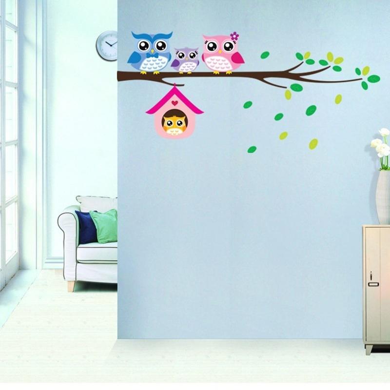 Owls Branch Wall Sticker Removable Family Vinyl Mural Bedroom Nursery Decor Decal