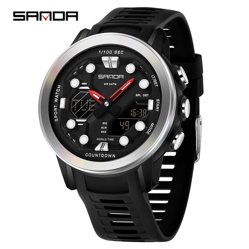 Sanda Watch: Student Fashion Sport, Waterproof, Dual Display, Unisex.