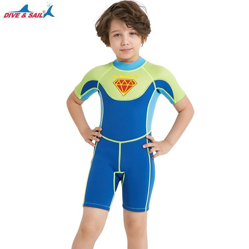2.5mm Kids Boys Short Sleeve Full Wetsuit Snorkeling Swimming Surfing Rafting UV Protection