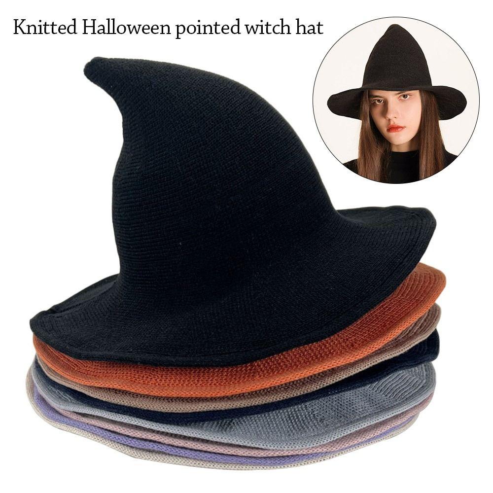Fashion Vintage Witch Hat Party Halloween Wool Knit Hat Portable Festival Decoration for Women