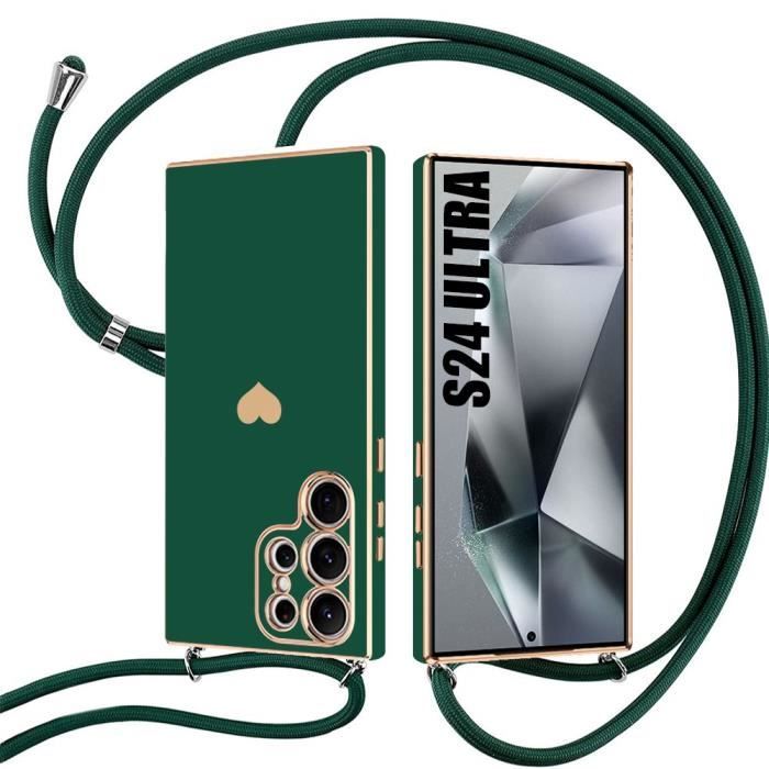 Protective Case - Booling - Samsung Galaxy S24 Ultra - Soft Tpu - Midnight Green - Heart Pattern