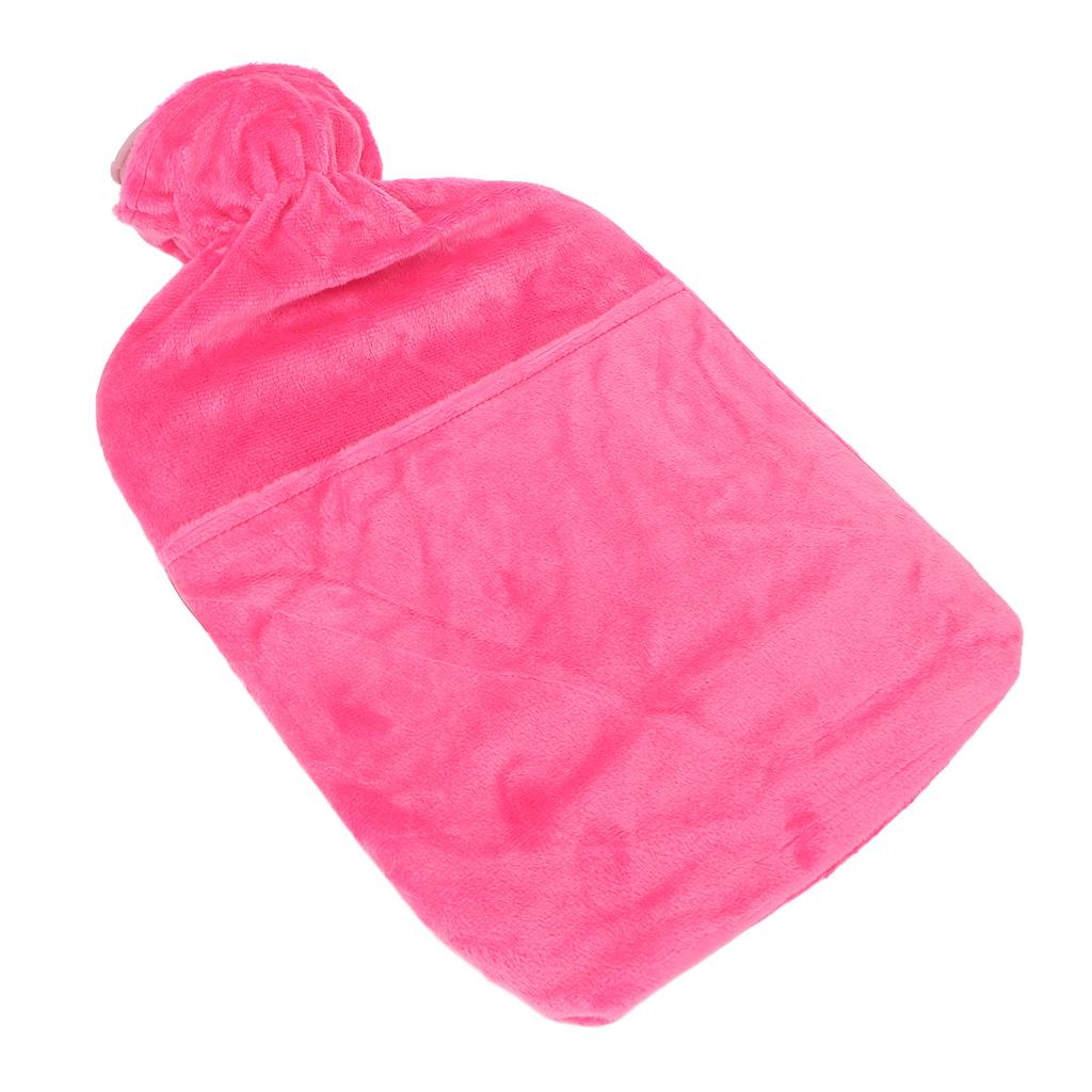 Hot Water Bottle with Plush Cover Men Women 2L PVC Soft Hot Water Bag for Neck Shoulder Soreness Pink