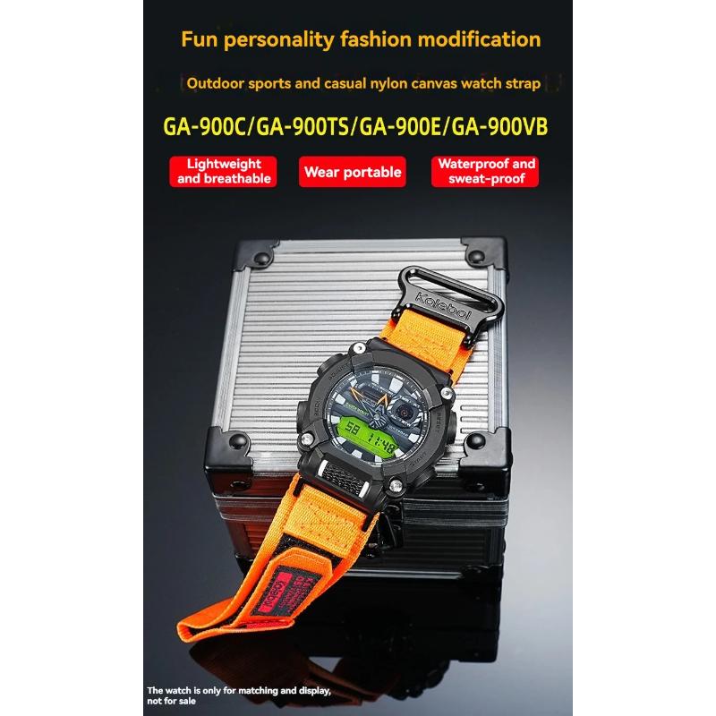 Nylon-Canvas-Uhrenarmband Für Casio G-SHOCK Uhrband GA-900 GA700 GA110/100 GM110 modifiziertes Sport-Armband für Herren schwarz