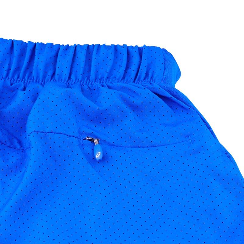 Asics Solid Color Mid Waist Elastic Three Quarter Sports Shorts Unisex Shorts Blue 142583-0819
